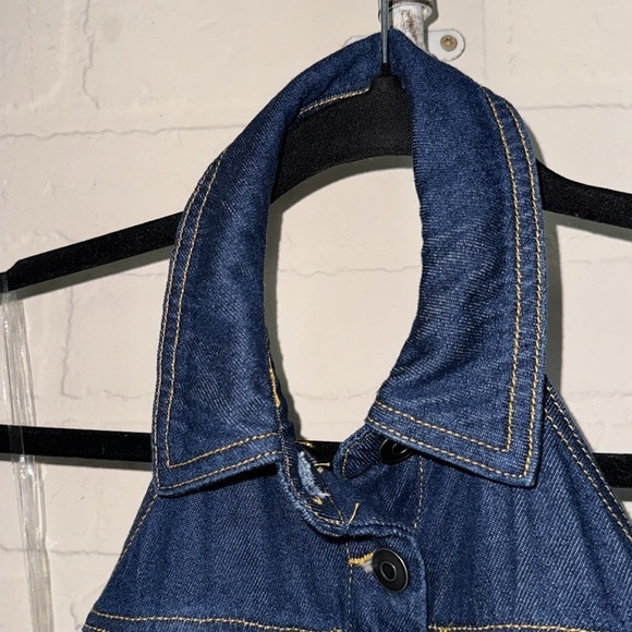 Future Collective dress Alani Noelle halter mini dark denim open back 2 - Picture 6 of 10